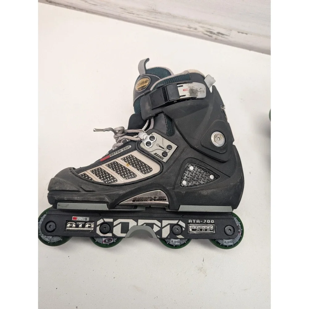 CORR ATA-700 Inline Skates Adult Rollerblades ABEC-5 Quick-Skid Green Wheels sz7